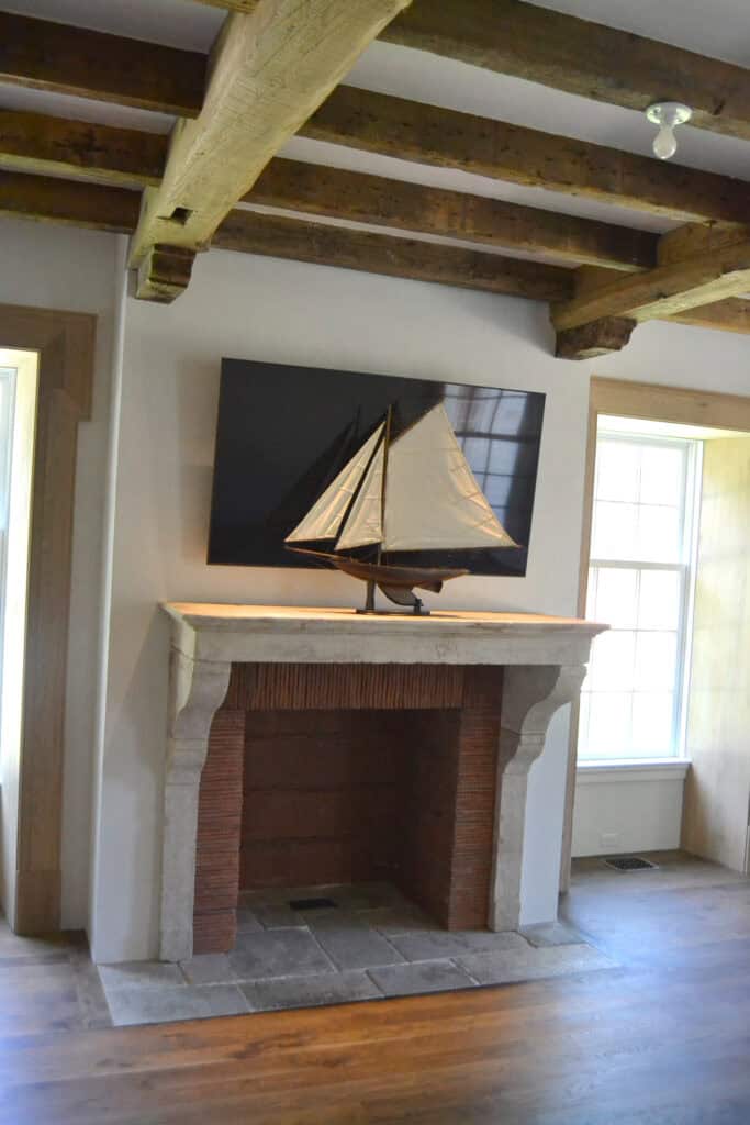 Fireplace Roof tiles used as a fireplace surround and fireback