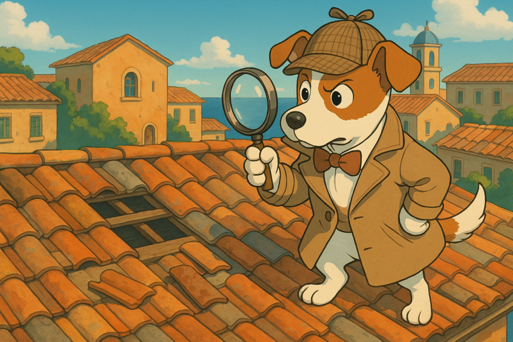 Blog Detective dog searching for matching roof tiles - reclaimed roof tile blog