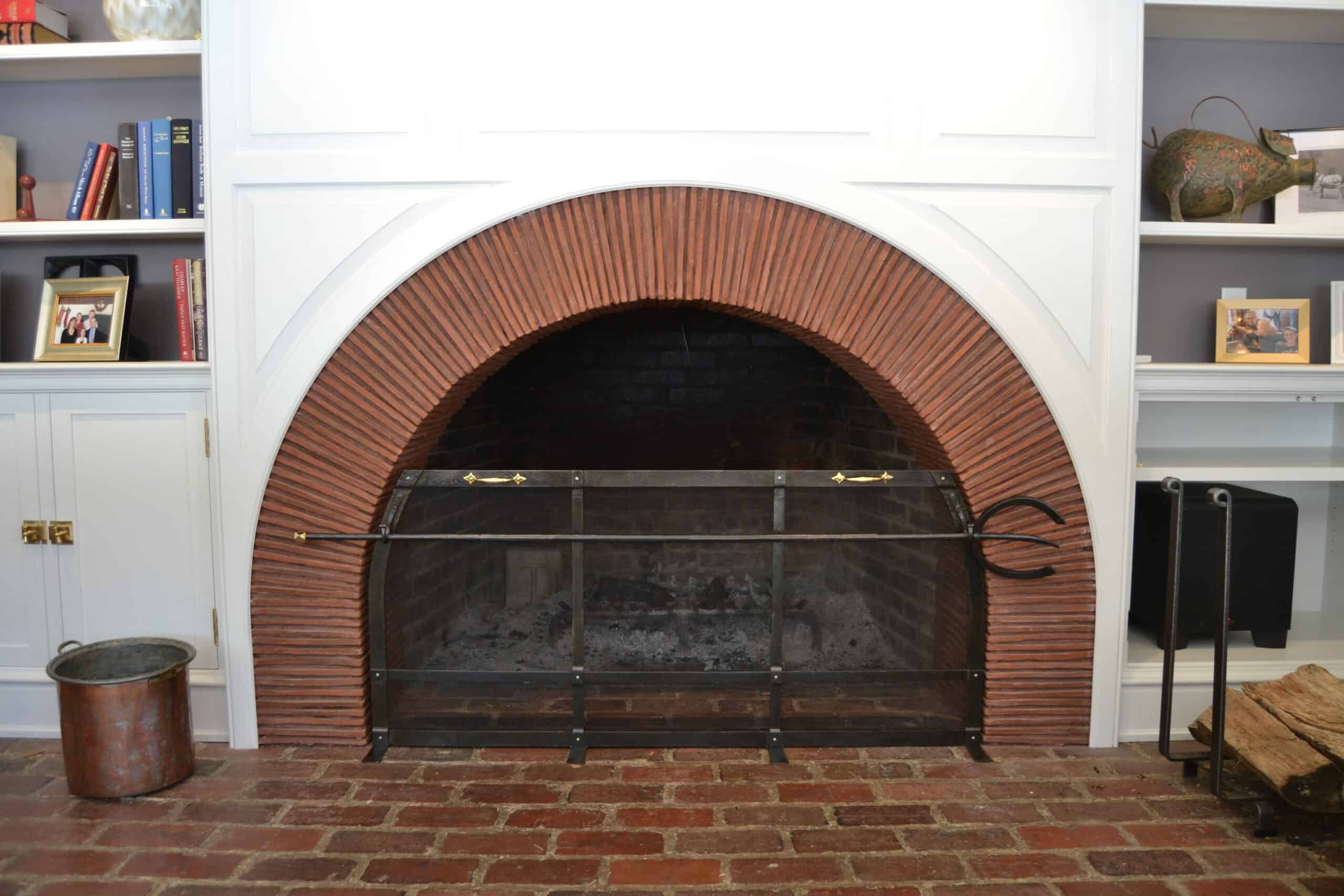 Arched Fireplace with Clay Roof Tile Lining