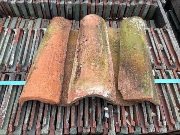 Reclaimed Clay Barrel Roof Tiles with Moss Patina – Spanish Mission Style